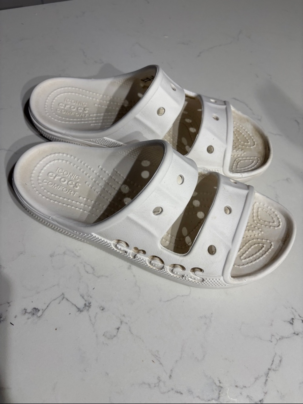 Croc White Slide Sandals - Comfortable Easy-On Design